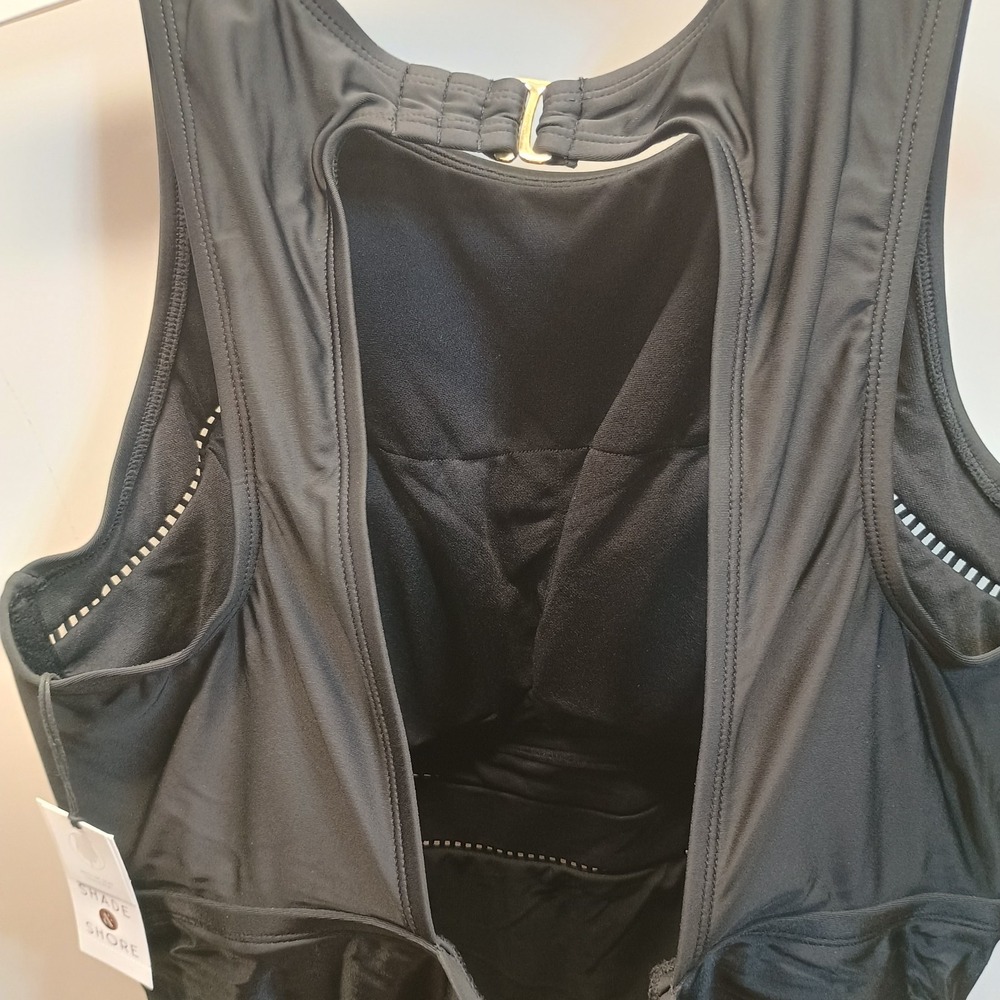 Shade & Shore High Neck Black One Piece Bathing Suit Swim Size 18 MSP$40 - Picture 9 of 11